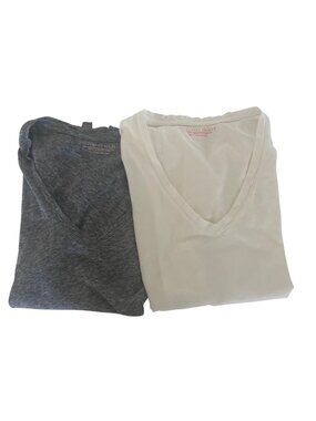 Victorias Secret Sleep V-Neck Tee Bundle Gray & White Soft